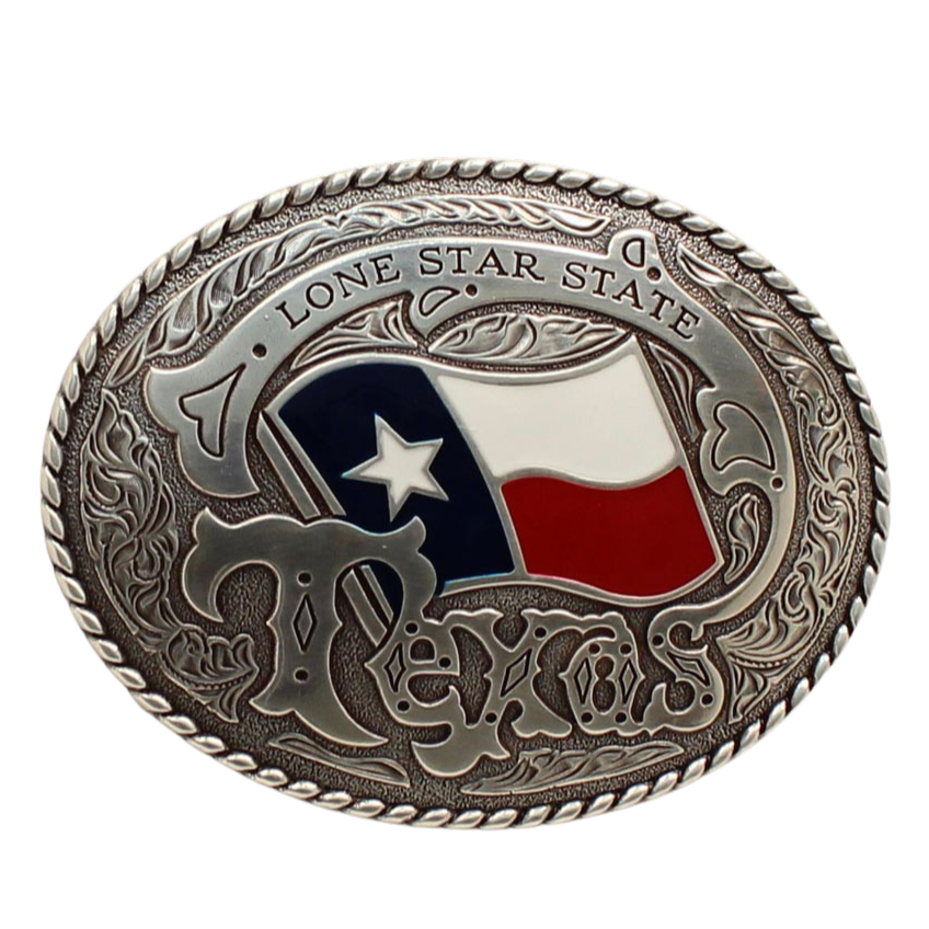 Nocona Oval Rope Texas Flag Buckle 37593