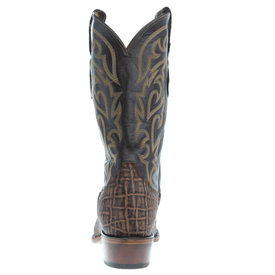 Tony Lama Men's Dark Brown Elephant Anthracite Vamp Cowhide Top Boot  SP1203