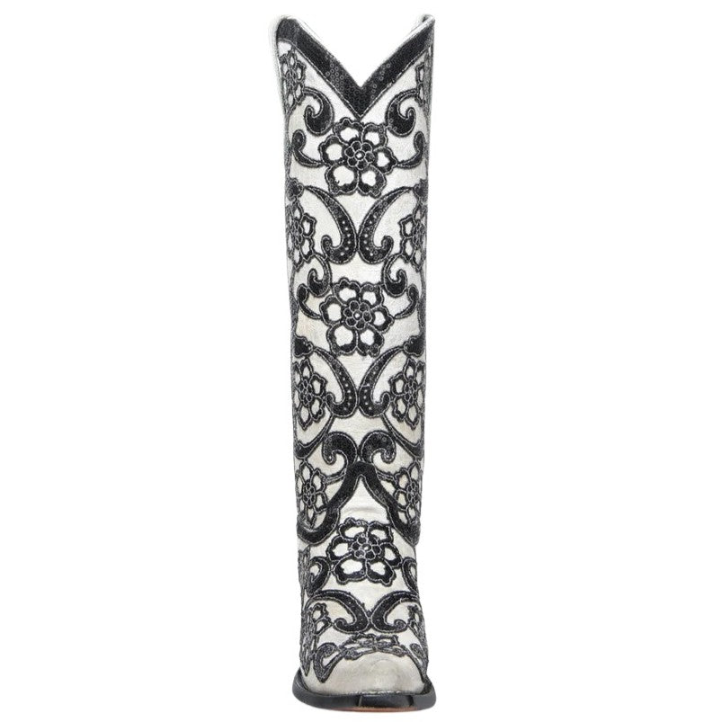 Corral Black Floral Overlay Tall Women's Boot A4866