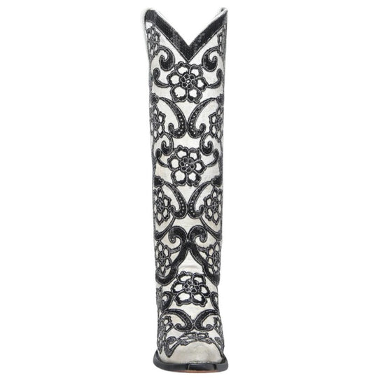 Corral Black Floral Overlay Tall Women's Boot A4866