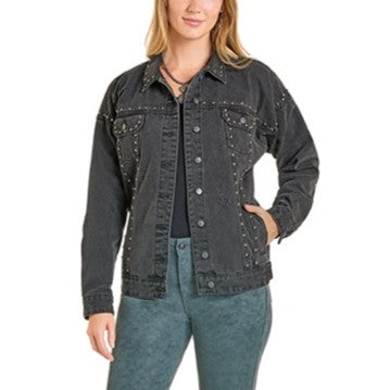 Rock & Roll Black Denim Stud Women's Jacket BW92D07220
