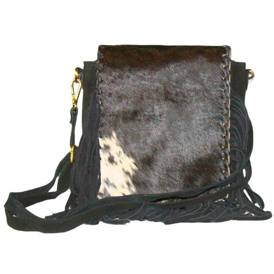 BS Trading Fringed Cowhide Black Crossbody BS2251