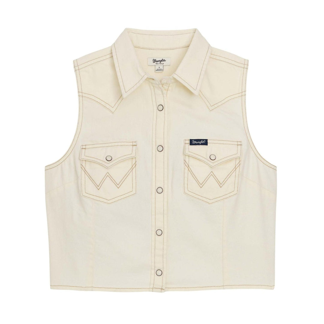 Wrangler White Denim Women's Crop Vest 112379493