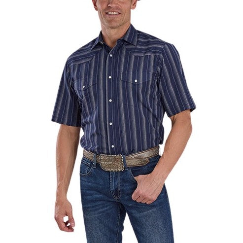 Roper Navy Stripe Men's Western Snap 01-002-0044-0436