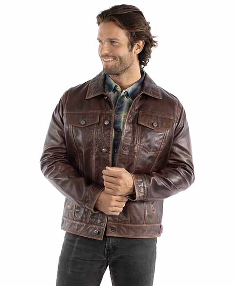 Scully Leather Jean Jacket Washed Lamb 1055 116 Cognac