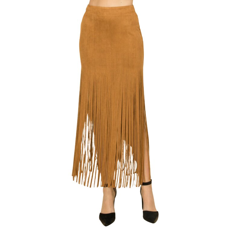 Vocal Suede Fringe Maxi Women's Skirt IM2545SK