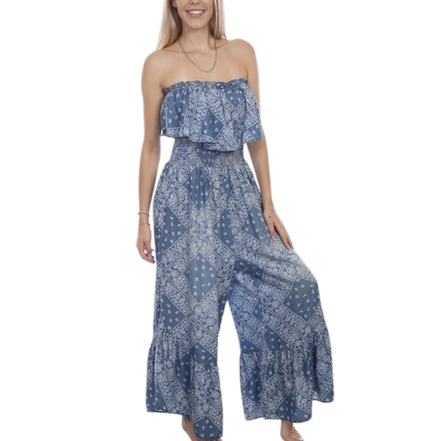 Scully Strapless Blue Women's Jumpsuit HC744-LBL
