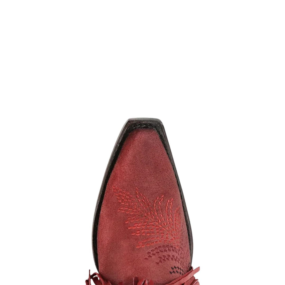 CORRAL WOMEN'S TALL RED BOOT WITH FRINGE, STUDS AND EMBROIDERY A5245
