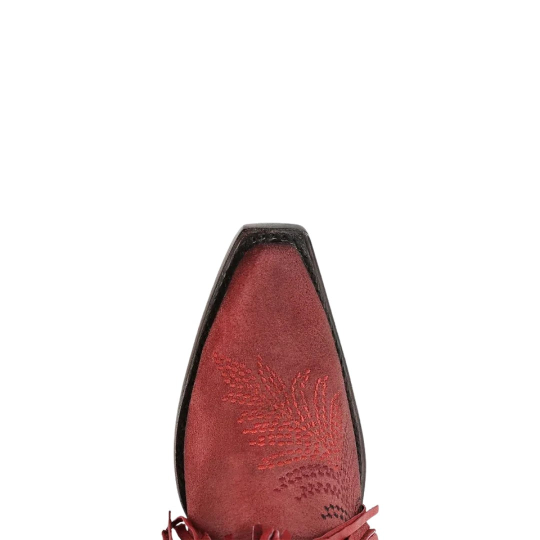 CORRAL WOMEN'S TALL RED BOOT WITH FRINGE, STUDS AND EMBROIDERY A5245