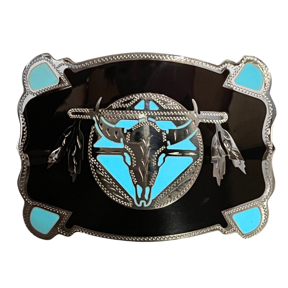 Colorado Silver Star Skull and Feathers Buckle 6707