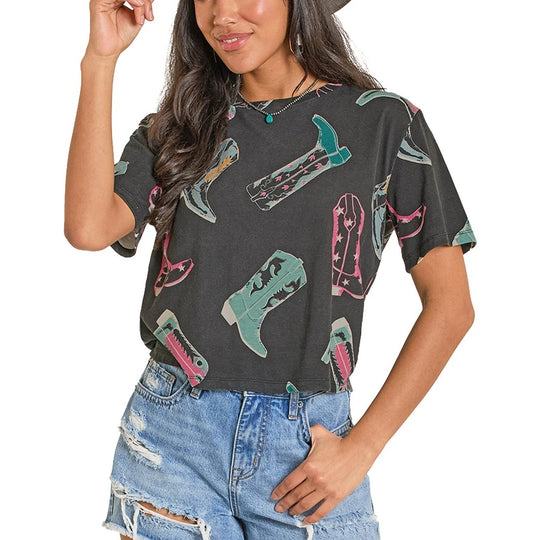 Rock & Roll Boot Print Women’s Top BW21T08120