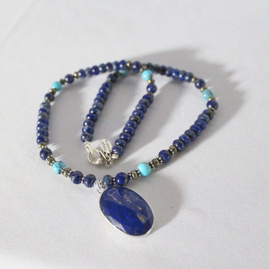 Paige Wallace Oval Lapis Necklace 341A
