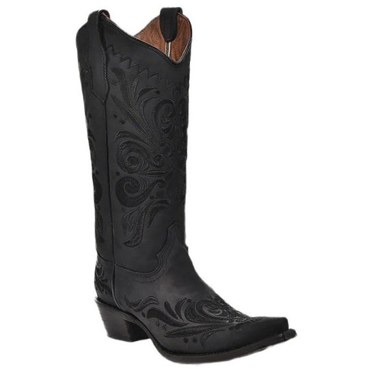 Circle G Classic Black Suede Embroidery Women's Boot L5433