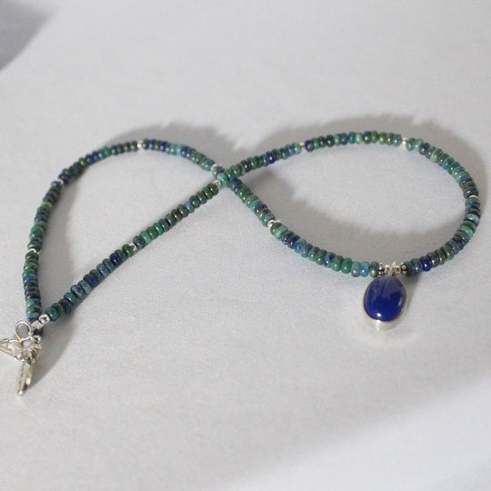 Paige Wallace Lapis Oval Pendant Necklace