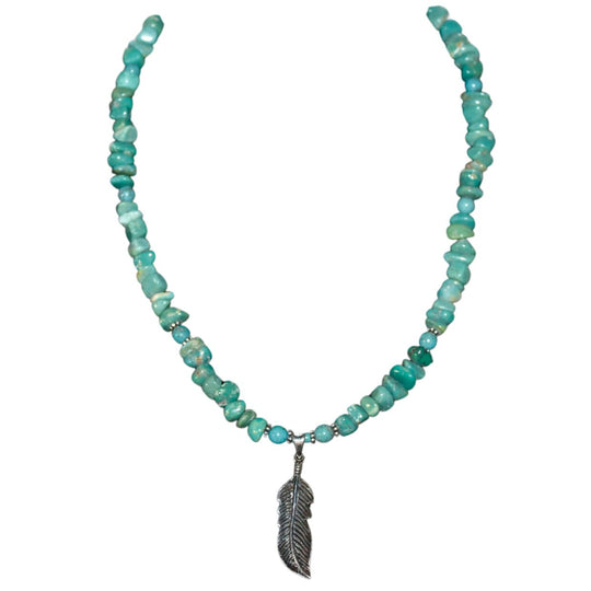 Paige Wallace Turquoise Feather Pendant Necklace 333F