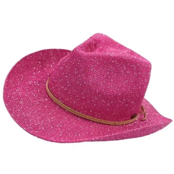 Fashion City Hot Pink Sequin Cowboy Hat