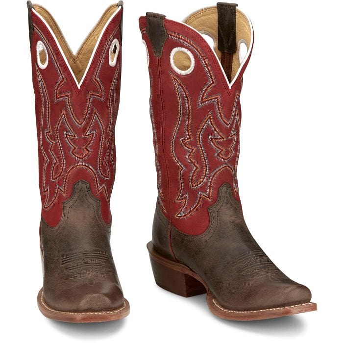 Justin Men's Ante Up Boot in Hickory Red & Brown FN7245