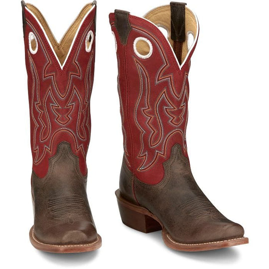 Justin Men's Ante Up Boot in Hickory Red & Brown FN7245