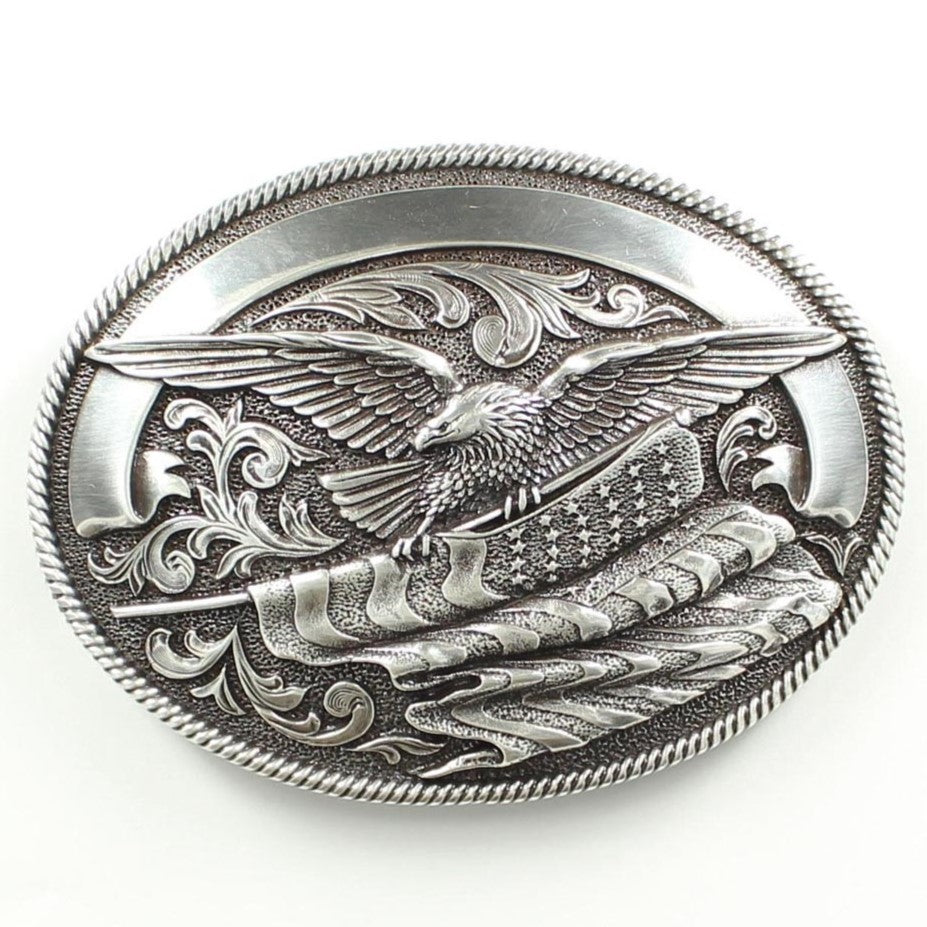 Nocona Flag and Eagle Buckle 37034