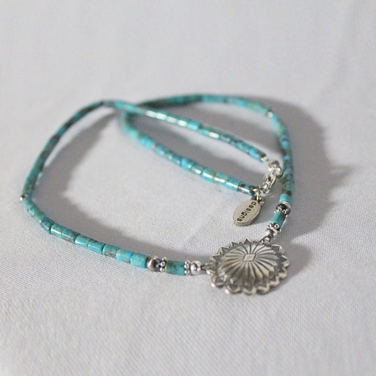 Paige Wallace Silver Concho Turquoise Tubes Necklace 211A
