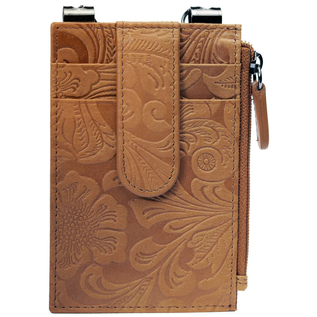 Sidekick Embossed Antique Saddle Wallet 1060-V2