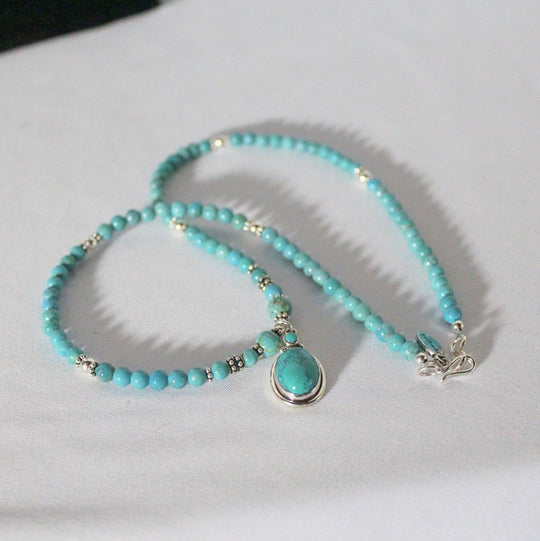 Paige Wallace Turquoise Oval Pendant Necklace 341C