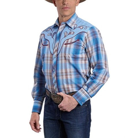 Roper Fancy Applique Blue Men’s Western Snap 01-001-0024-2020