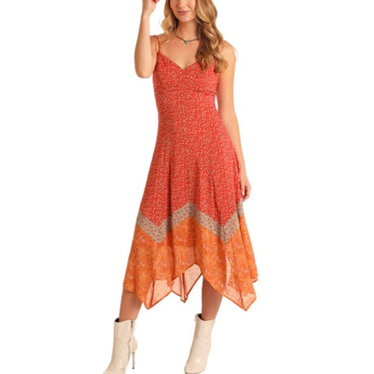 Rock & Roll Handkerchief Midi Women's Dress BWD0R05891