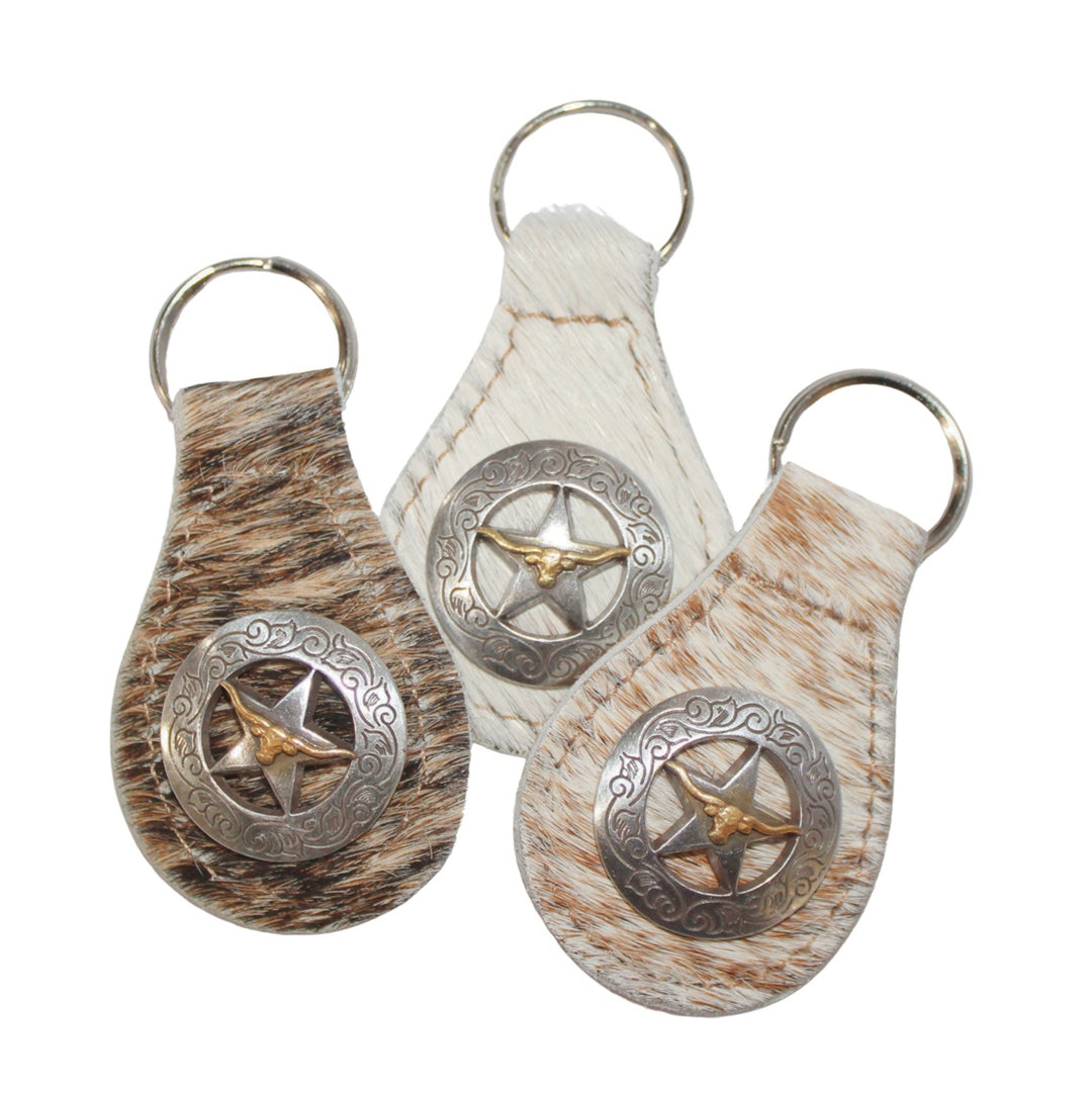 Gaucho Longhorn Star Concho Keychain