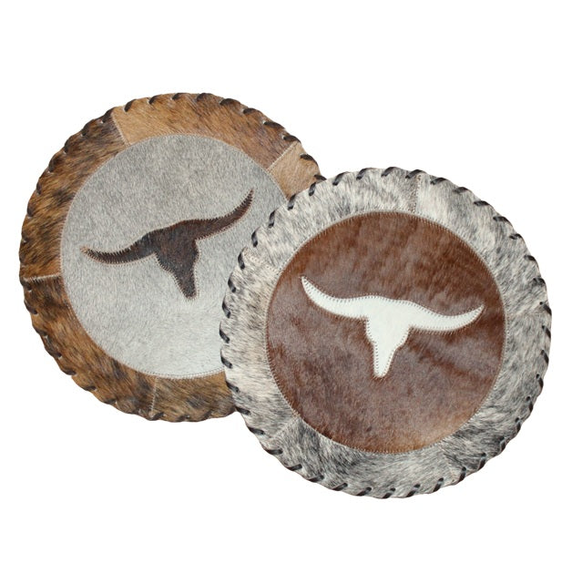 Gaucho Cowhide Longhorn Round Placemat