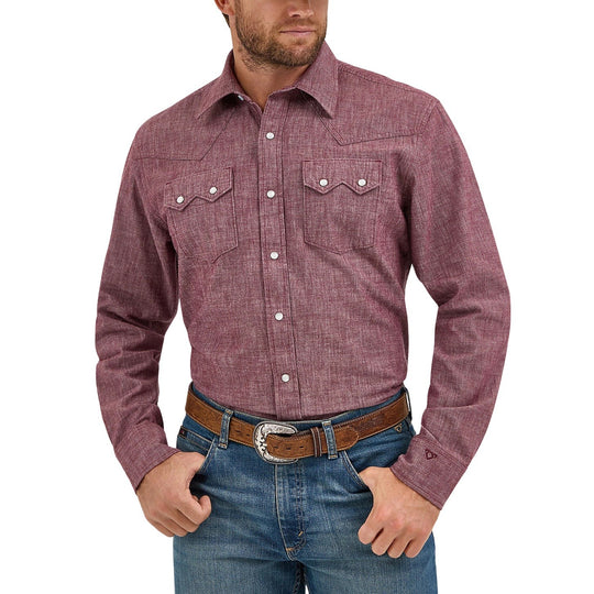 Wrangler Cody Johnson Burgundy Men's Western Snap 112369520