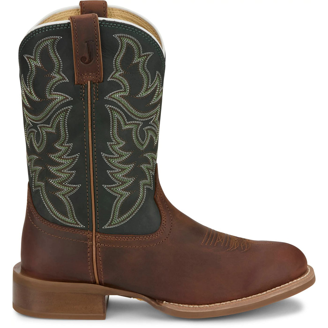 Justin Wild Bill Brown & Forest Green Cowhide Boot FN7352