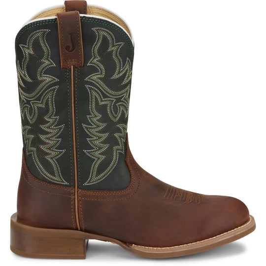 Justin Wild Bill Brown & Forest Green Cowhide Boot FN7352