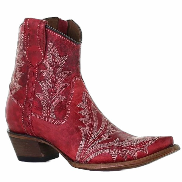Circle G Embroidery Red Women's Bootie L5704