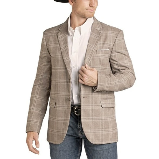 Rock & Roll Plaid Taupe Men's Blazer BM96C07381