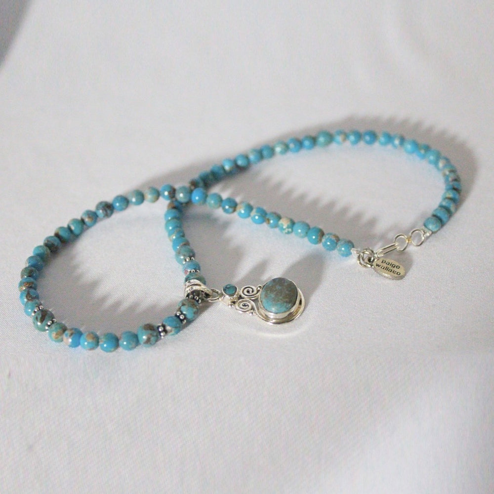 Paige Wallace Turquoise Oval Swirl Pendant Necklace