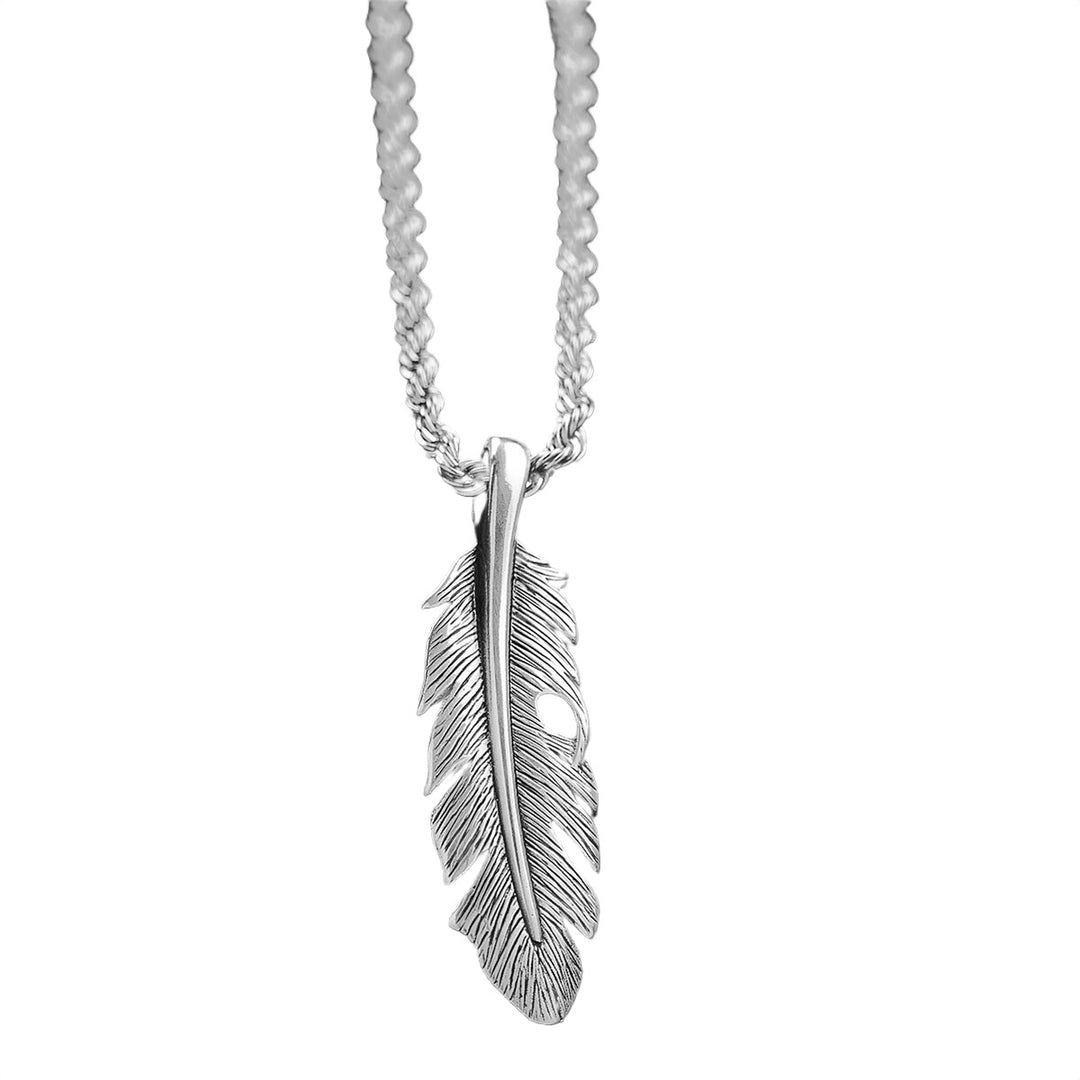 Twister Silver Feather Necklace 32126