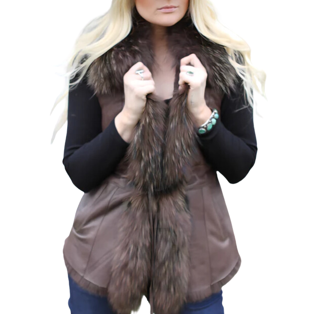 Morris Kaye Dark Brown Shearling Fox Vest 2705V