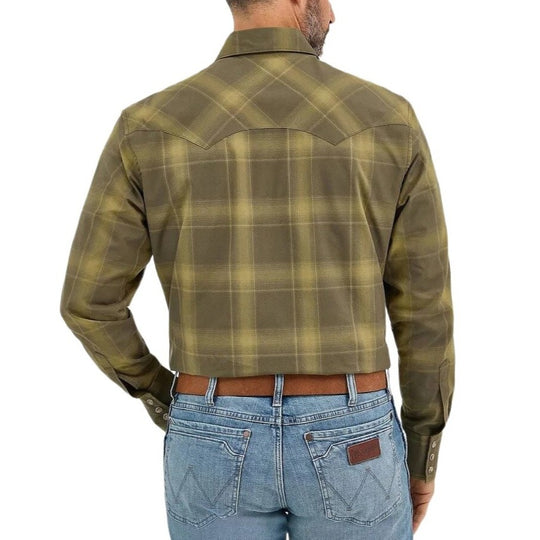 Wrangler Olive Plaid Men's Western Snap 112369543