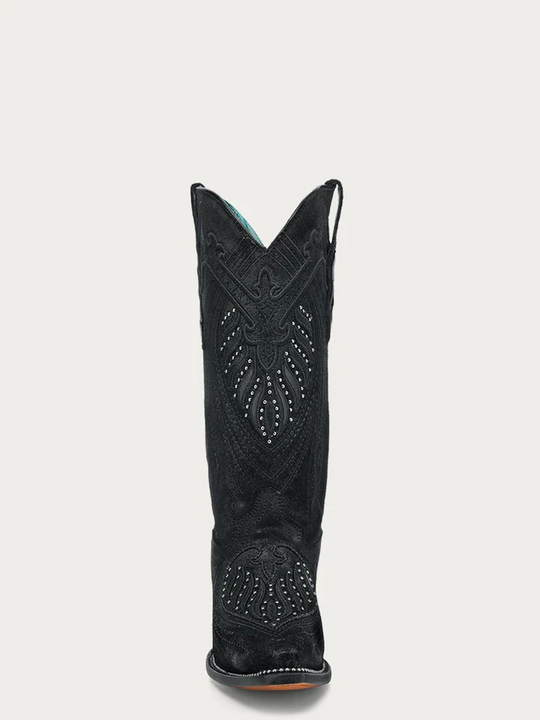 Corral Women's Black Boots with Embroidery and Studs A4729