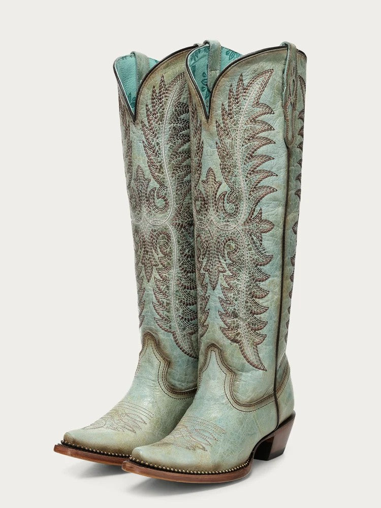 Corral Women's Faded Turquoise Boot with Metallic Beaded Welt A5008