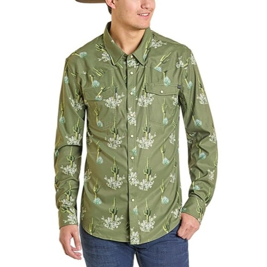 Rock & Roll Cactus Print Men's Western Snap BMN2S07176
