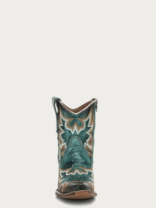 Corral Women's Circle G Aqua Ankle Boot with Embroidery & Zipper L8125