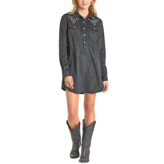 Rock & Roll Black Suede Women's Dress LWD2R07118