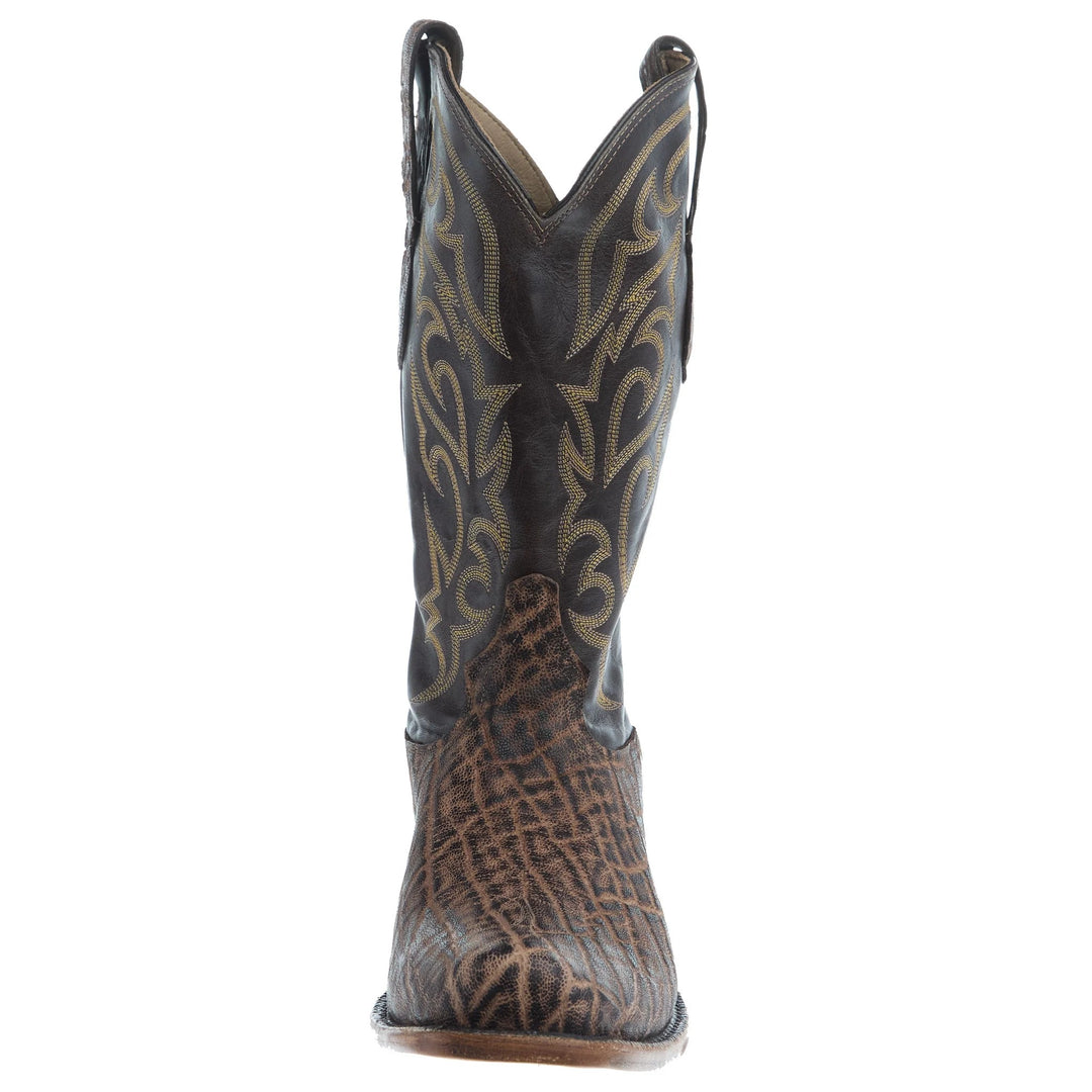 Tony Lama Men's Dark Brown Elephant Anthracite Vamp Cowhide Top Boot  SP1203