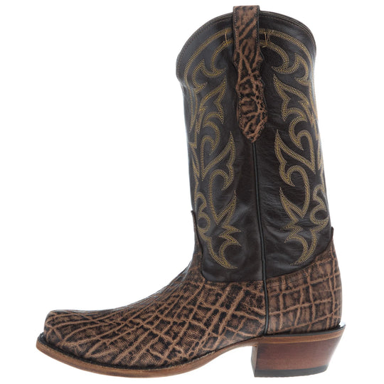 Tony Lama Men's Dark Brown Elephant Anthracite Vamp Cowhide Top Boot  SP1203