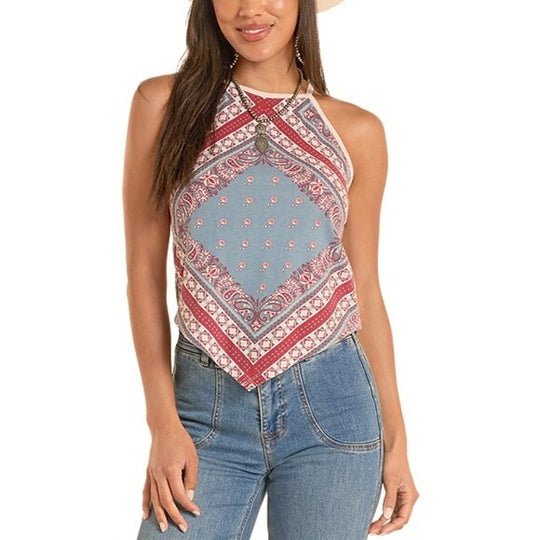 Rock & Roll Bandana Print Women's Tank BW20T08781