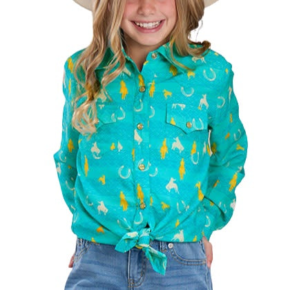 Roper Turquoise Vintage Girl's Top 03-080-0590-4072