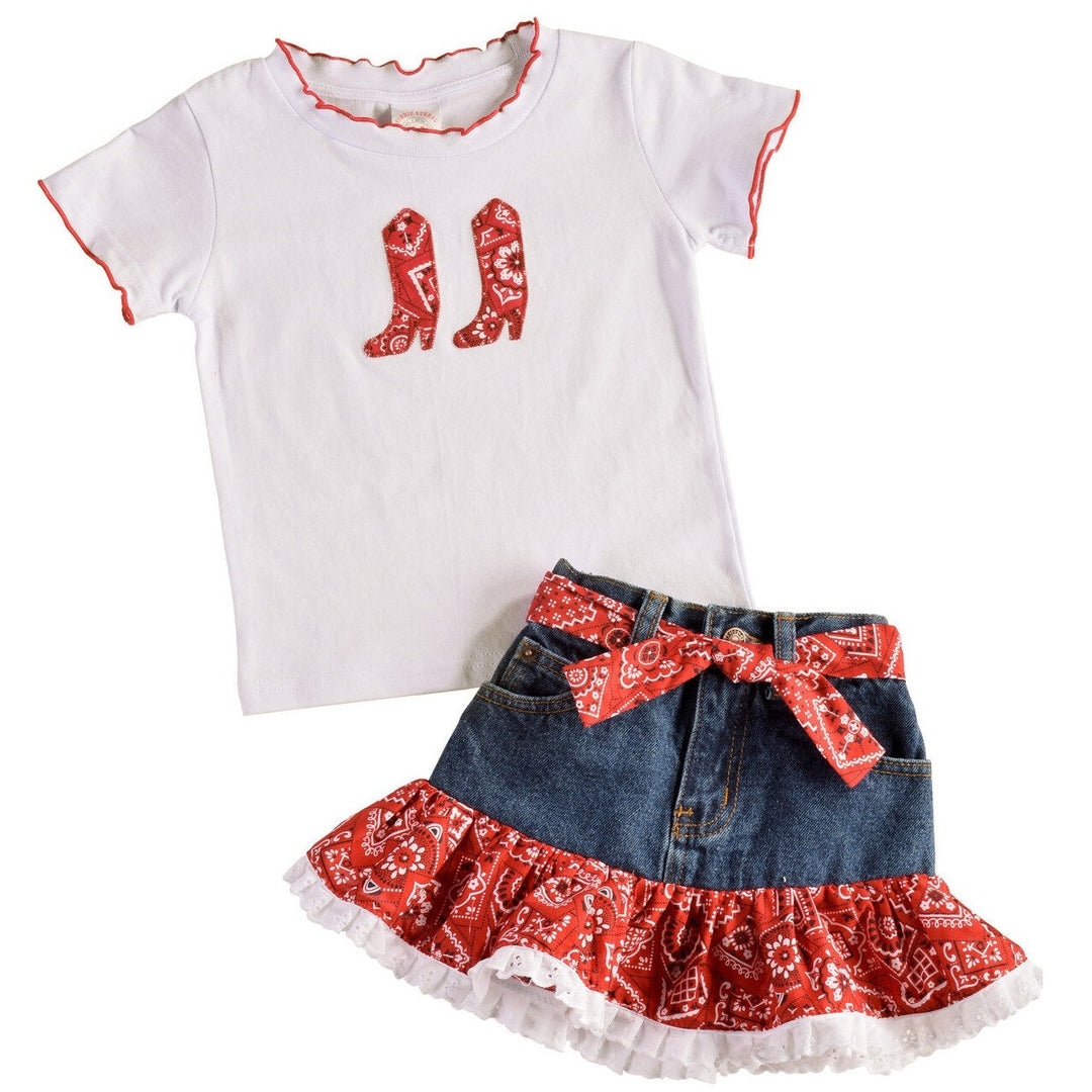 Kiddie Korral Red Bandana Denim Girl's Set