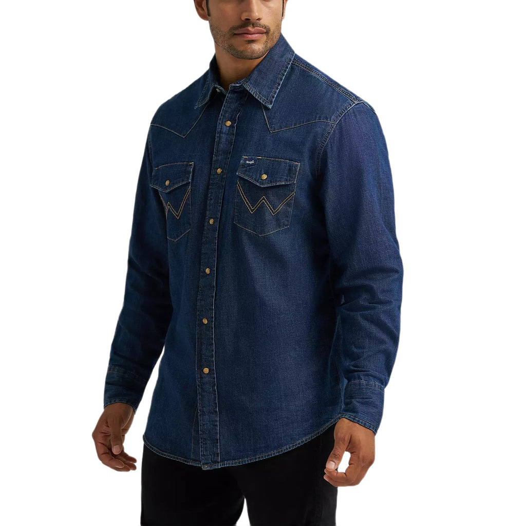 Wrangler Classic Denim Dark Wash Men's Western Snap 112361700